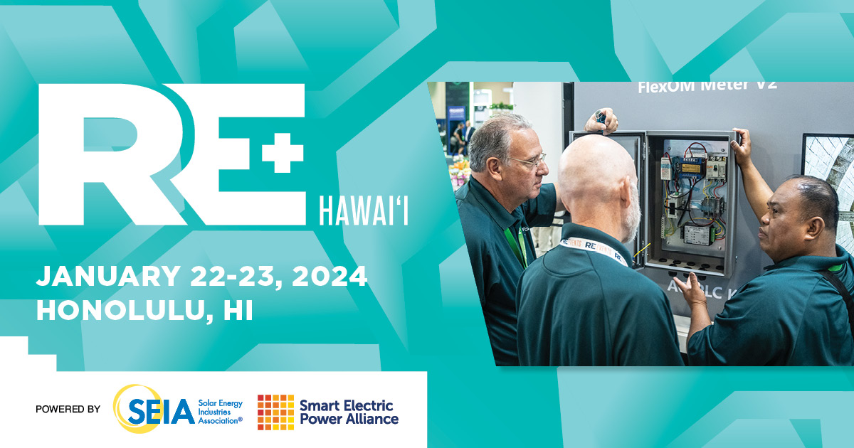 REPlusEvents's tweet photo. Did you hear?? We are headed to Honolulu this January for the very first RE+ Hawai'i! We'll be gathering together to look into topics affecting the Aloha State such as siting, resilience, incentives, workforce development, & more. Register today! https://t.co/oSvga8i20h #REPlusHI https://t.co/7d7J25Ll6u