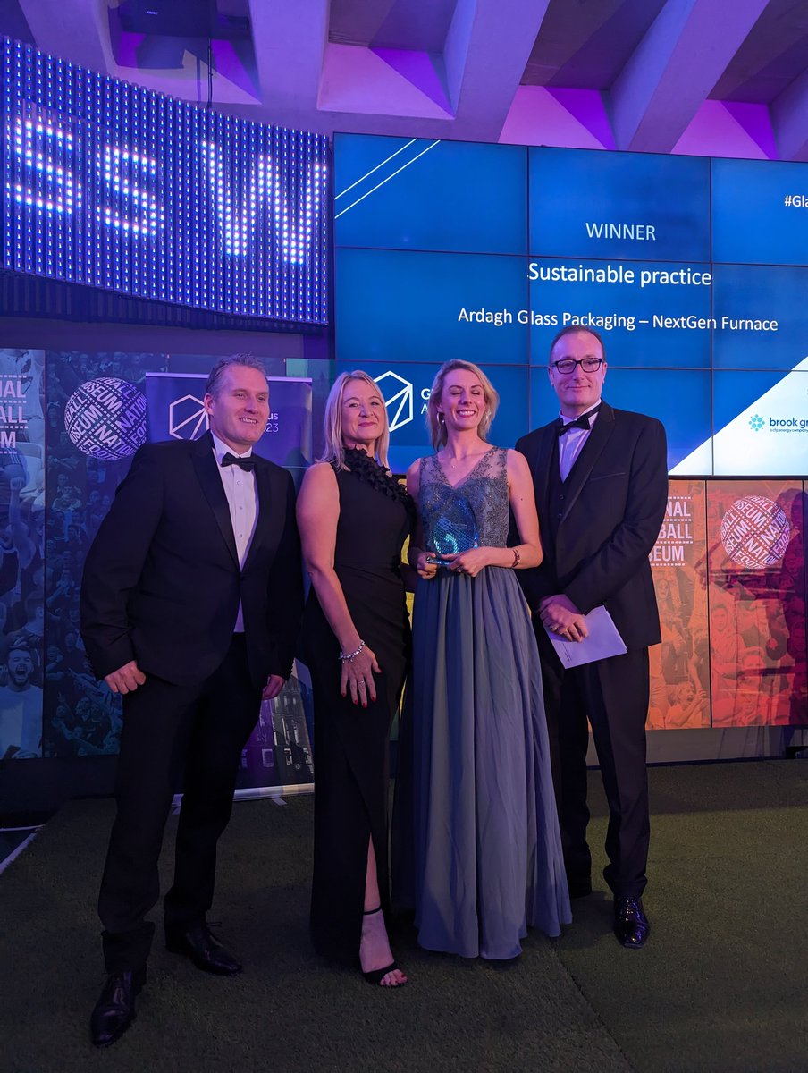 BritGlass's tweet image. The winner of this years "Sustainable practice" award is @ArdaghGlass, for their groundbreaking NextGen Furnace - congratulations! #GlassFocus