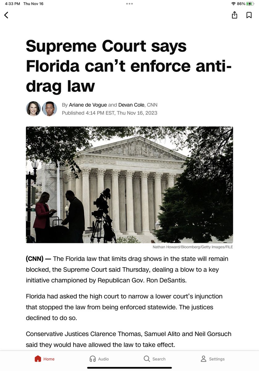 Yassss, queens! The MAJORITY CONSERVATIVE SCOTUS dealt go-go boot wearing Ron DeSaster a humiliating defeat. He thought manufacturing hateful culture wars would win him the nomination. Ha! The drag-queens survived & his unconstitutional law & lame POTUS campaign are dead!