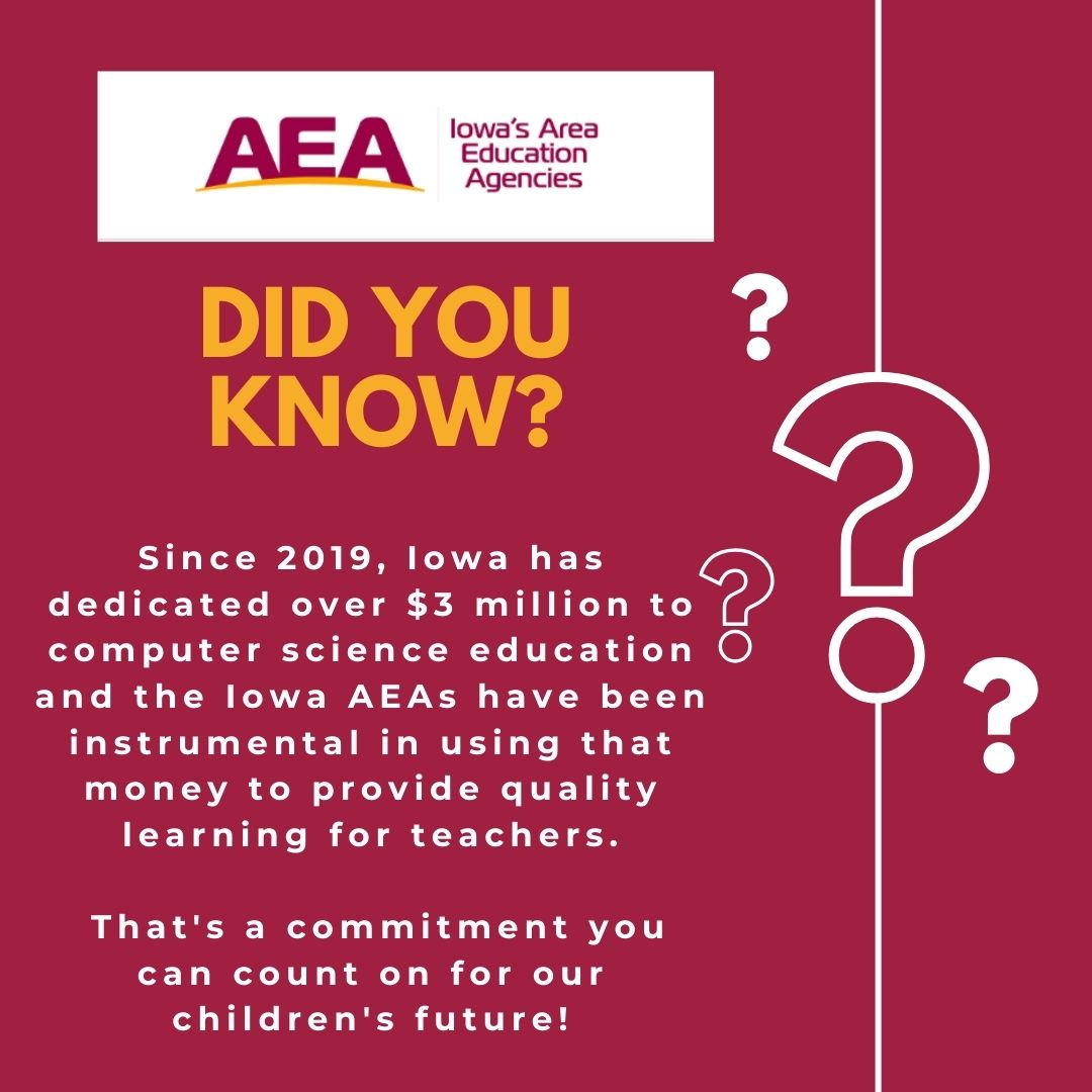 Iowa's AEAs are committed to helping Iowa's teachers and students. @iowa_aea @CentralRivers #CS4IA