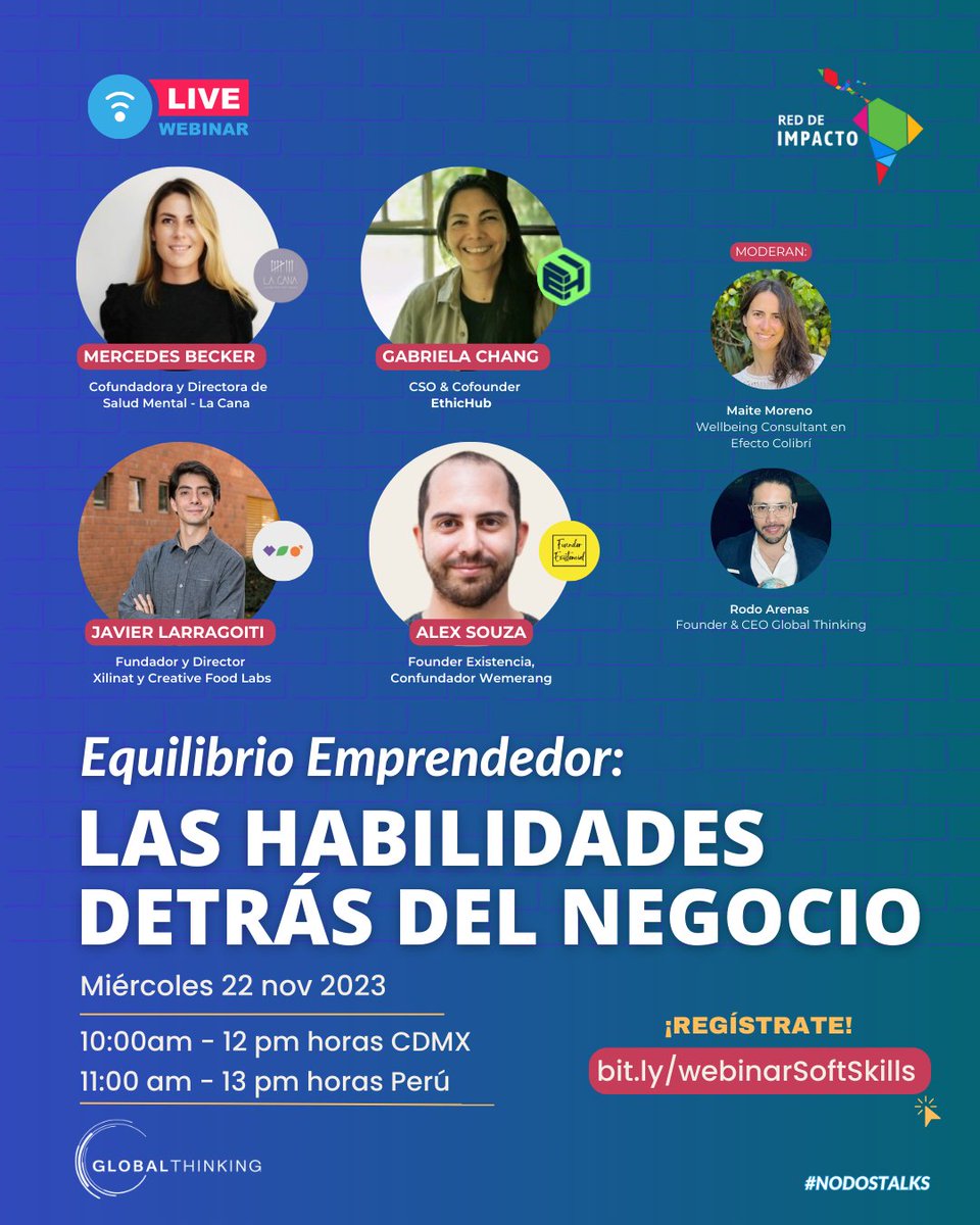 Te invitamos a nuestro último #Webinar 📷 El próximo 22 de noviembre, únete para cerrar el año con broche de oro con la conversación sobre "Las Habilidades y el Cuidado detrás del Negocio".
Regístrate en: bit.ly/webinarSoftSki…