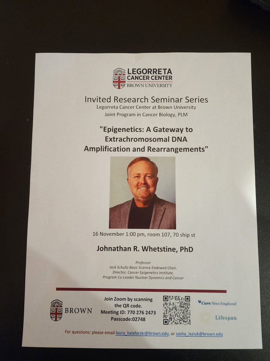 What a nice visit @BrownUniversity @BrownUCancer I appreciate the conversations & enthusiasm for @CeiFccc @FoxChaseCancer & our lab discoveries on #epigenetics and #ecDNAs. Thanks @weldeiry for the invite!