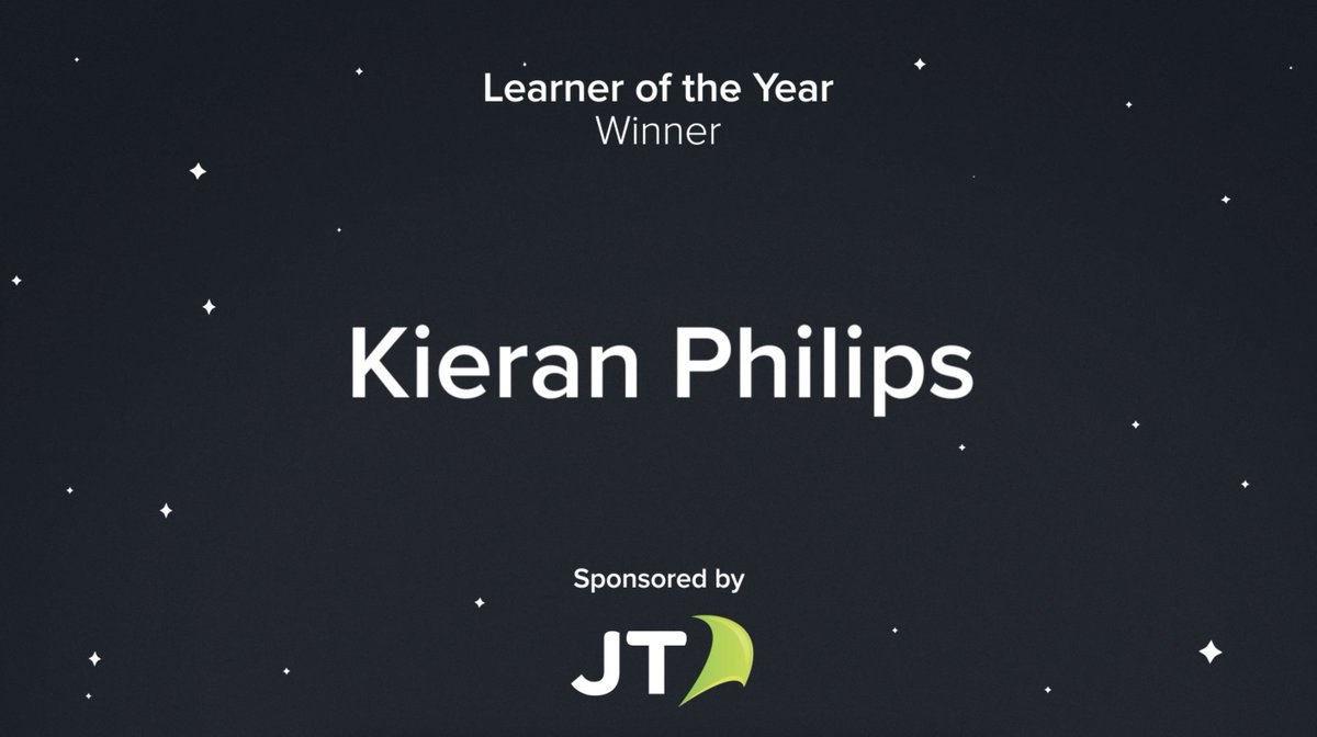 The winner of the Learner of the Year Award, sponsored by <a href="/JTsocial/">JTsocial</a> is Kieran Philips! 🎉

Congratulations Kieran!

#TheVéyaonAwards #BusinessHub #InnovationHub @BlenheimChalcot