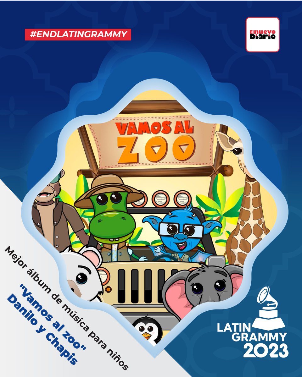 🏆 Mejor álbum de música para niños: "Vamos al zoo", Danilo y Chapis 

#ElNuevoDiarioRD #ENDLatinGrammy #LatinGrammy