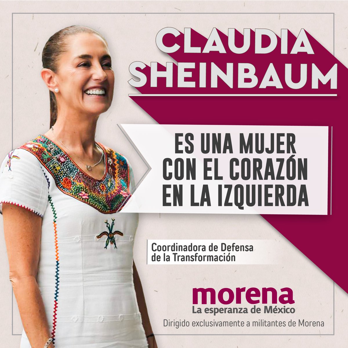 PartidoMorenaMx's tweet photo. Nuestra coordinadora nacional @Claudiashein ha sido siempre militante de las causas justas y con el corazón a la izquierda.

¡En Morena estamos fuertes y unidos porque tenemos mucha coordinadora! https://t.co/9WyYtrh40I