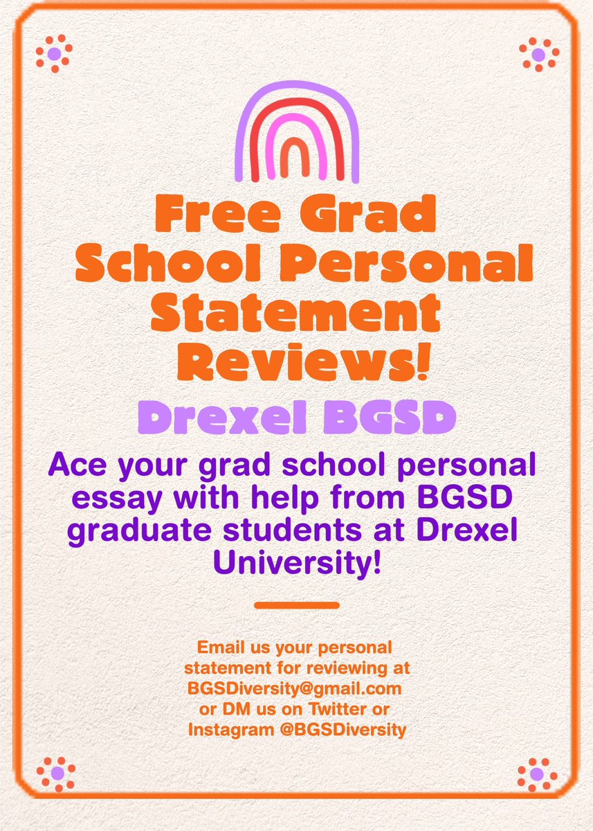 BGSDiversity (@bgsdiversity) on Twitter photo Need help reviewing your personal statement for grad apps? Email bgsdiversity@gmail.com or DM <a href="/BGSDiversity/">BGSDiversity</a> on Instagram or Twitter! We’re happy to help ❤️ Need help reviewing your personal statement for grad apps? Email bgsdiversity@gmail.com or DM <a href="/BGSDiversity/">BGSDiversity</a> on Instagram or Twitter! We’re happy to help ❤️