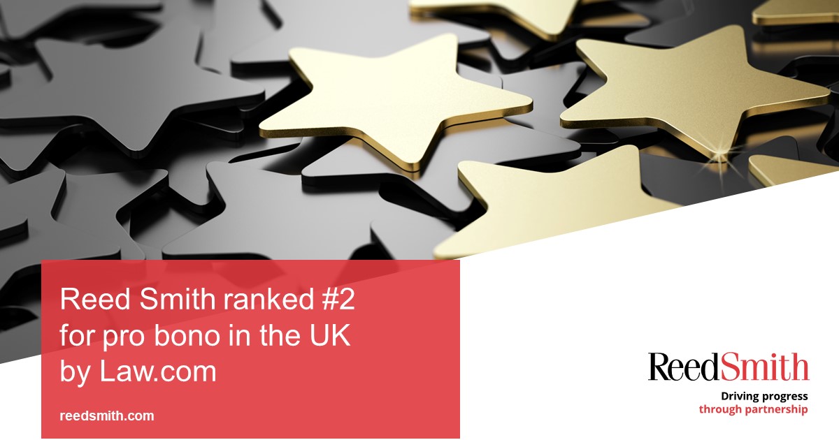Reed Smith LLP (@reedsmithllp) on Twitter photo Our efforts to help vulnerable individuals and our communities are being recognized: We have been ranked second for #probono in the UK by <a href="/lawdotcomINTL/">Law.com International</a>.
Read more at bit.ly/3SF46j7 Our efforts to help vulnerable individuals and our communities are being recognized: We have been ranked second for #probono in the UK by <a href="/lawdotcomINTL/">Law.com International</a>.
Read more at bit.ly/3SF46j7