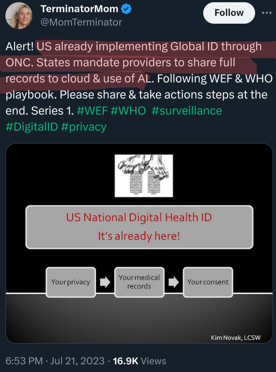 Digital ID for 'National Health'

is rolling out NOW

first DigiID then dollar collapse later CBDC

see ALL steps & definitions here ⬇️

I RTd several on my Tw&r