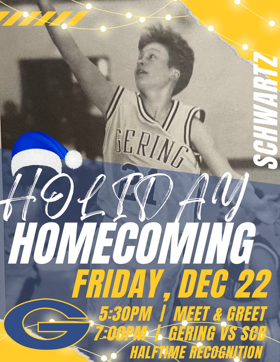 GeringBulldogs's tweet photo. For #TBT we thought THIS ANNOUNCEMENT would be fitting ... It's a Holiday Homecoming! Mark your calendars for Friday, December 22nd as Gering Alum ('96), Brooke Schwartz, returns to connect with our Gering players and community! Schwartz is a Bulldog basketball standout (10 individual records STILL standing) and a former Husker.

Be there to cheer on your Gering Bulldogs at the Gering vs Scb girls game in the Holiday Dome and connect with Schwartz. Also, details for several Girls Basketball Clinic opportunities with Schwartz can be viewed at https://t.co/f2JHcCSpXV