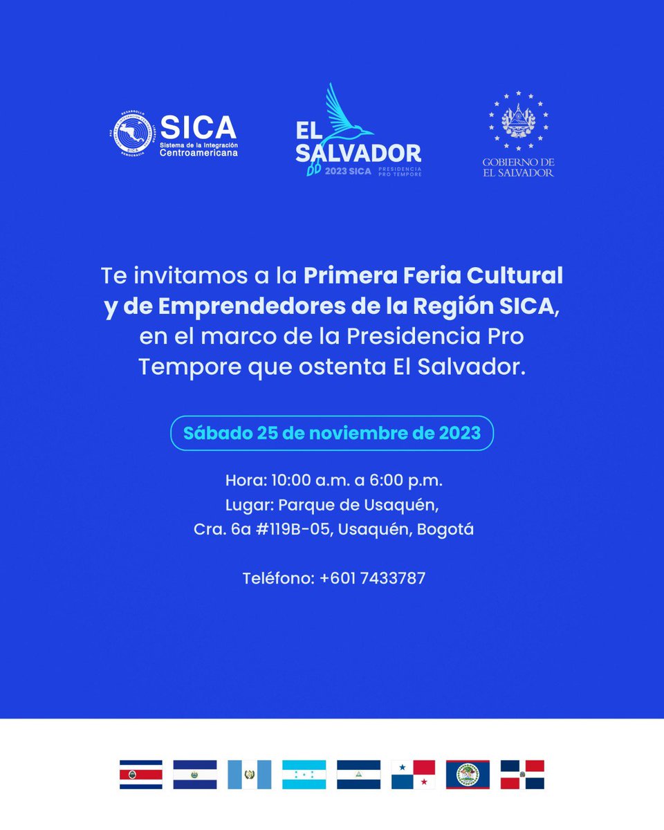 ESAenSuramerica's tweet photo. Ven y disfruta de un momento diferente en la Primera Feria Cultural y de Emprendedores de la Región SICA. 😎💪🏼
Te esperamos el sábado 25 de noviembre:
⏰️ A partir de las 10:00 a.m.
📌 Parque de Usaquén
🗺 Cra. 6a #119B-05, Usaquén, Bogotá
Más detalles: ⬇️ https://t.co/LTUadb1ot9