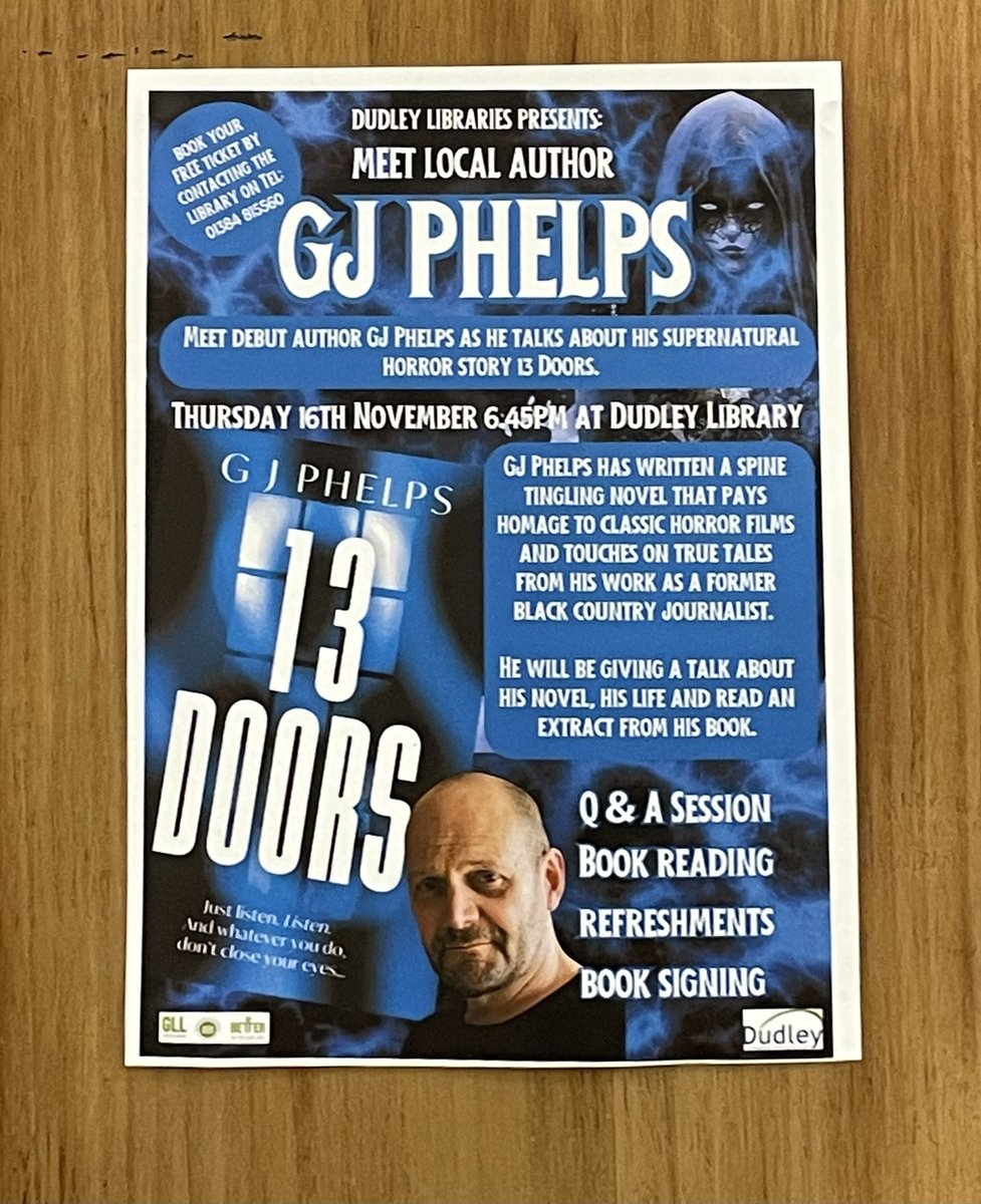 Midlands_editor's tweet photo. Back from a brilliant night at @dudleylibraries talking about my debut #horror novel #13Doors - and sharing some of the real stories that inspired it. My thanks to everyone who came along! @BookGuild https://t.co/jRjb1hu7rL