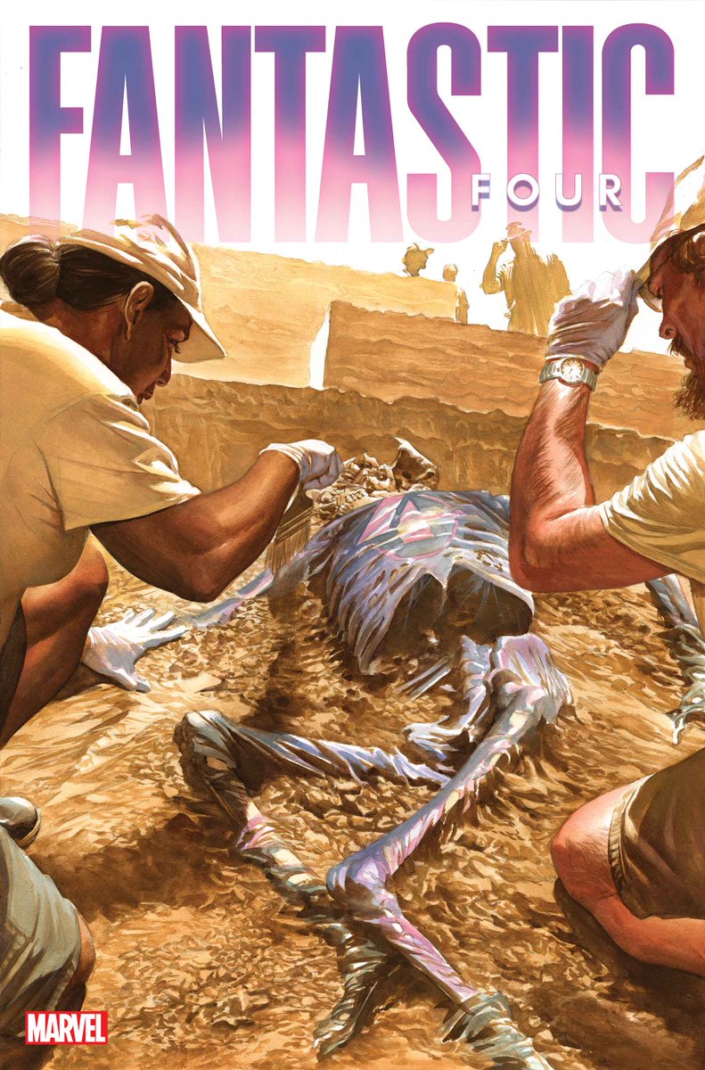 Though it's clearly not him, we like to think that the fellow wearing the fedora in the background of this cover by Alex Ross for February 2024's Fantastic Four #17 is, in fact, #IndianaJones.