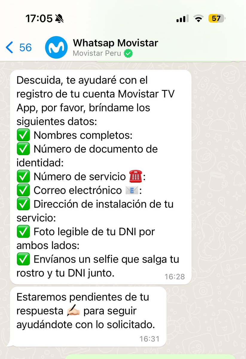 Ldagois's tweet photo. @IndecopiOficial es legal pedir esta información para devolverme un servicio que de un momento a otro @MovistarPeru me quitó? https://t.co/OGTetHy7UF