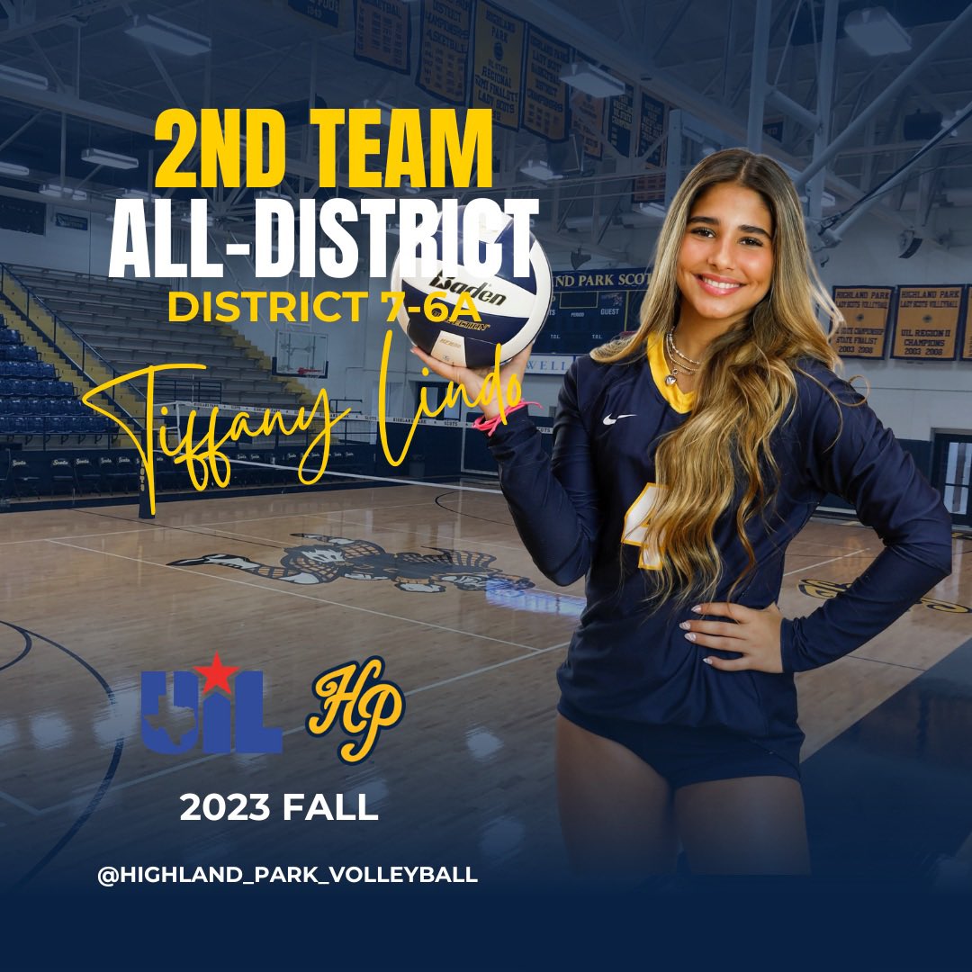 Congratulations to Sophomore Tiffany Lindo for being selected Second Team All-District! UIL District 7-6A #HPVB #hpscots #ladyscots #scotsvolleyball #uil6a