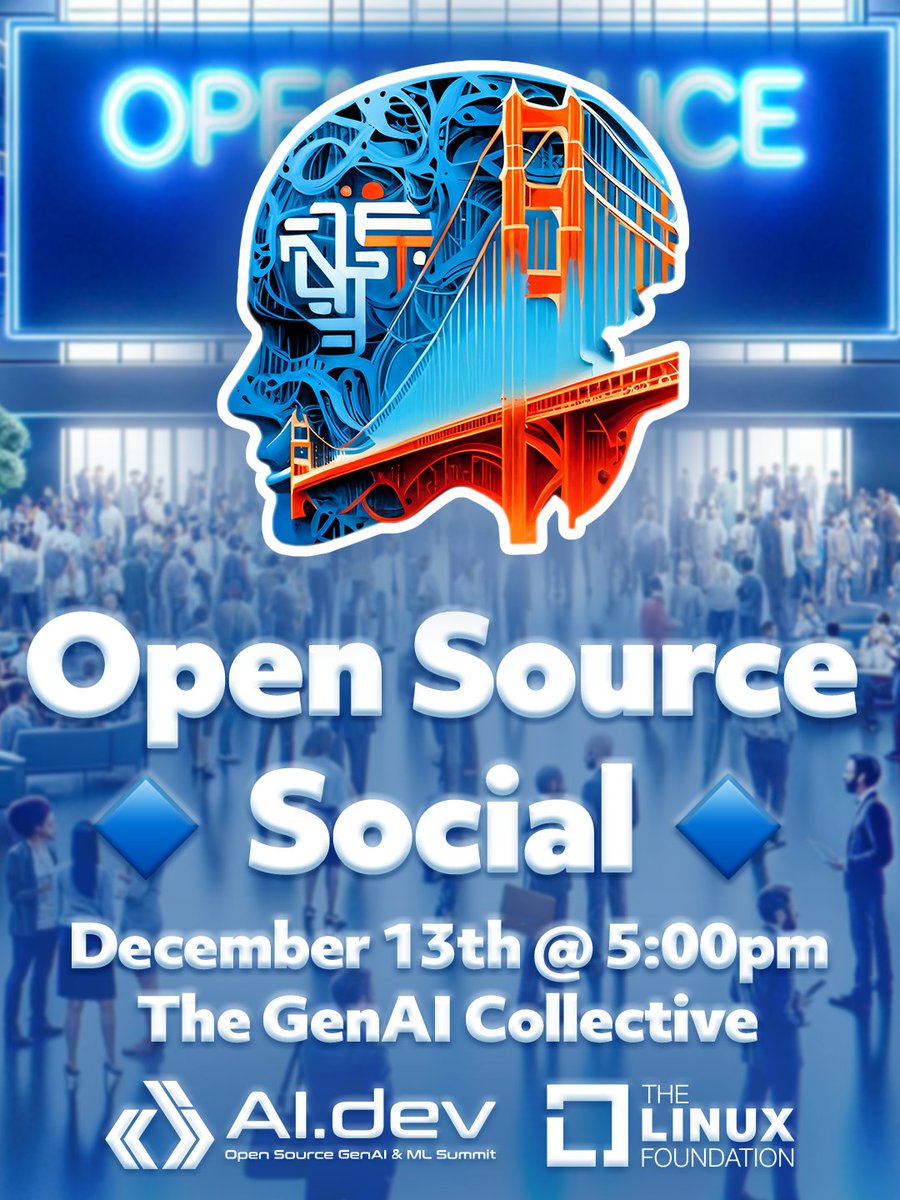 GenAI Collective 🤝 Open Source 🤝 @linuxfoundation This is going to be a fun one! Join us at the close of the AI Dev Open Source GenAI & ML Summit to network, share ideas & engage in discussions around the topics & technologies covered at the event! 🤩 RSVP here 👉…