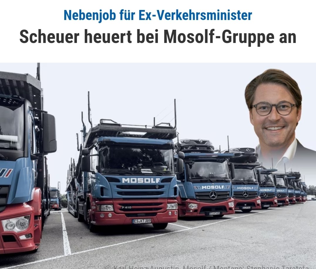 watch_union's tweet photo. Der Logistiker #Mosolf hat den ehem. @CSU-Verkehrsminister #Scheuer angeheuert.

Dem Konzern ist es dabei wichtig klarzustellen, dass der ehem. Minister >nicht< eingestellt wurde, um einen guten Kontakt in die Politik zu bekommen.

Allein Scheuers Kompetenz habe überzeugt.😂
/PM https://t.co/25gMm9ItMh