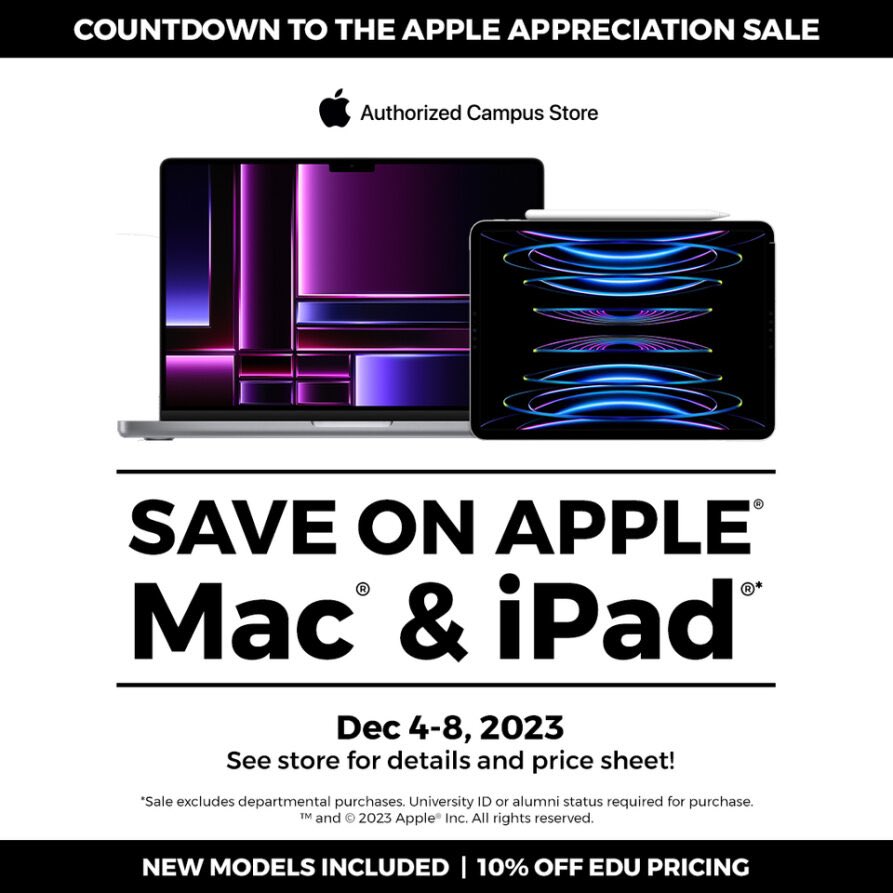 Less than 1 month away! Don’t miss out on your chance to get up to 10% off of Apple iMacs, MacBooks, and iPads!
