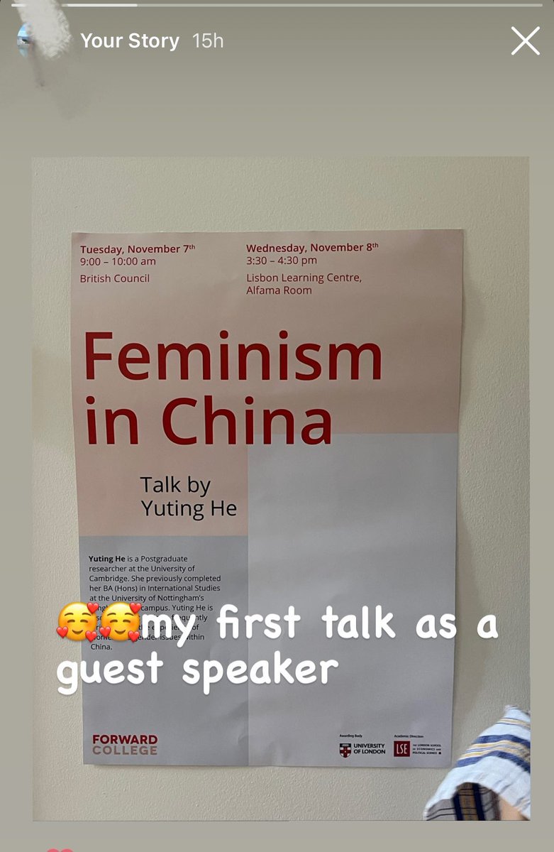 Yuting Alina He (@yutinghealina) on Twitter photo A great (academic) trip to Lisbon as a guest speaker to talk on 🇨🇳 feminism and its transnational linkages within East Asia, and co-hosted a talk for the faculty & staff on autoethnography & IPT as a collaborator with Dr. Ruairidh Brown, Head of School. So honored & exciting! A great (academic) trip to Lisbon as a guest speaker to talk on 🇨🇳 feminism and its transnational linkages within East Asia, and co-hosted a talk for the faculty & staff on autoethnography & IPT as a collaborator with Dr. Ruairidh Brown, Head of School. So honored & exciting!