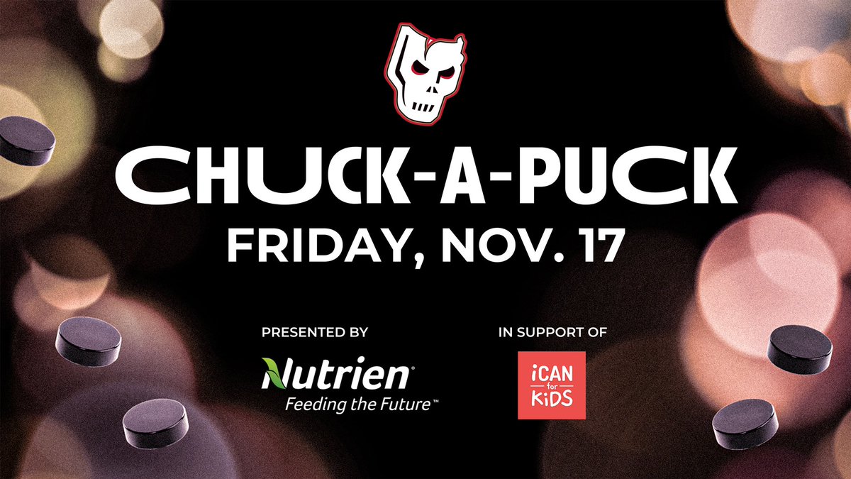 Tomorrow night is our first <a href="/NutrienLTD/">Nutrien</a> Chuck-A-Puck in support of <a href="/ican4kids/">I Can for Kids</a>! 

Purchase your pucks on the concourse at section 213 and toss your pucks at the second intermission for a chance to win some awesome prizes.