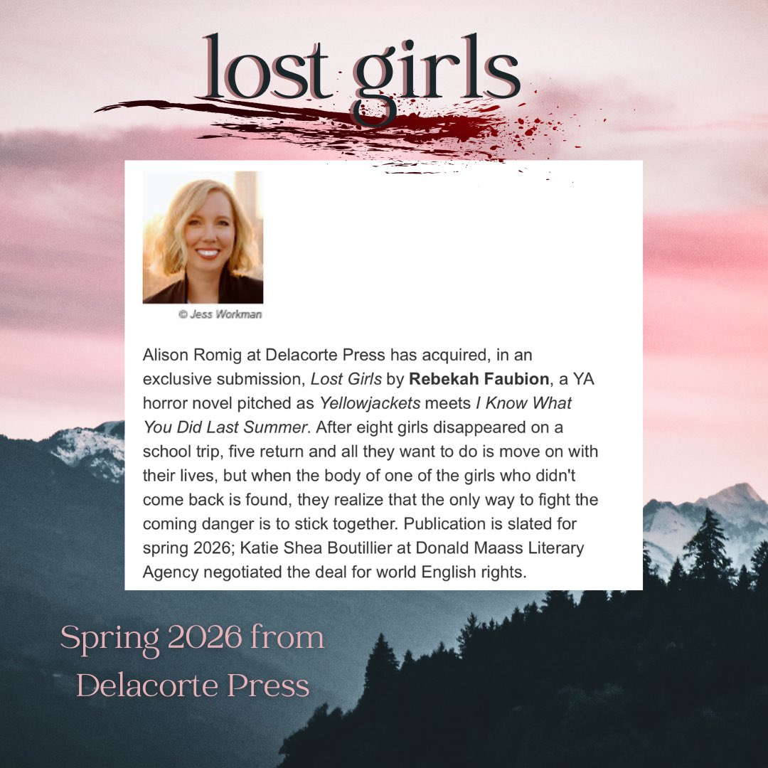 🍾EXCITING ANNOUNCEMENT TIME🍾 I am thrilled to announce my YA horror debut LOST GIRLS coming from Delacorte Press in 2026!