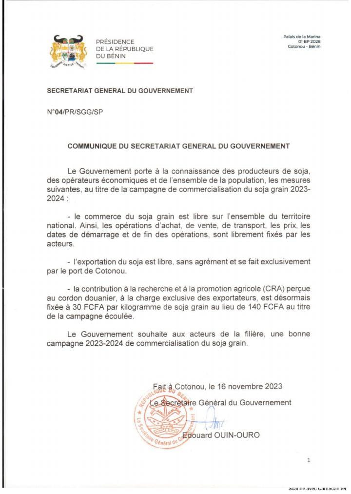 Affaire Soja au #Bénin et Décision du <a href="/gouvbenin/">Gouvernement du Bénin 🇧🇯</a> 
Petite vidéo de 3 minutes sous peu pour donner mon analyse...et mes propositions..
Un peu de sérieux ne ferait de mal à personne ..surtout pas aux producteurs. 
#NDSS
#TCHIGAN