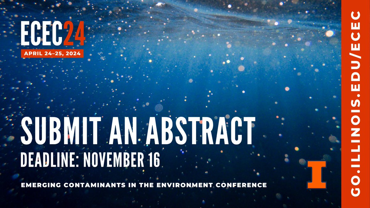 Submit your abstract for the Emerging Contaminants in the Environment Conference! 

The deadline is tonight at 11:59 pm! 

Share your research on #microplastics, #PFAS, #nutrients, #ppcps, and #emergingcontaminants #ECEC24