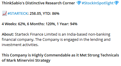 ThinksabioIndia's tweet image. ThinkSabio's Distinctive Research Corner-Stock In Spotlight:
#STARTECK: Starteck Finance Ltd

Please Explore Our Report Here:
thinksabio.in/reports?report…

#MarkMinerviniStrategy #StockWatch #ThinkSabioIndia #IndianStockMarketLive #Investing #EquityTrading #StockMarketInvestments