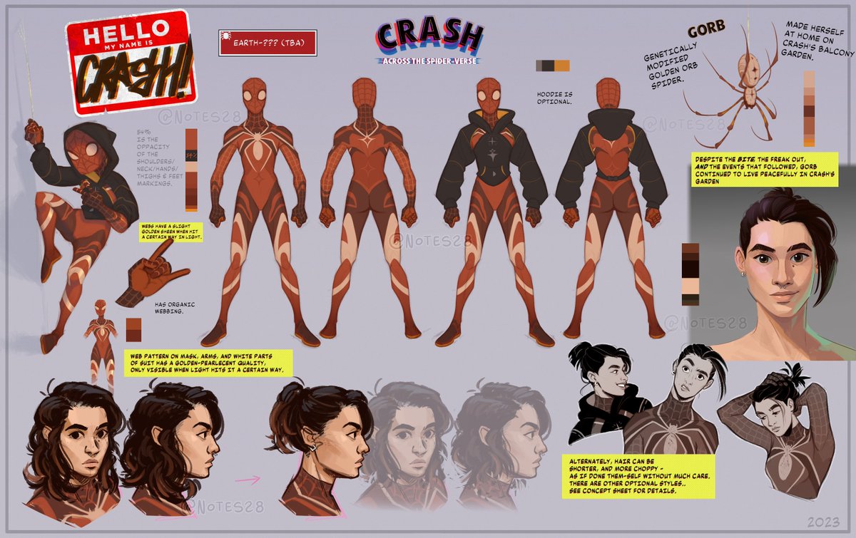 notes28's tweet image. Finally able to post these! This was a final project for uni ✨
I had SO much fun with this💖Style studies inspired by multiple artists that worked on ATSV! 
#SpiderManAcrossTheSpiderVerse #spidersona