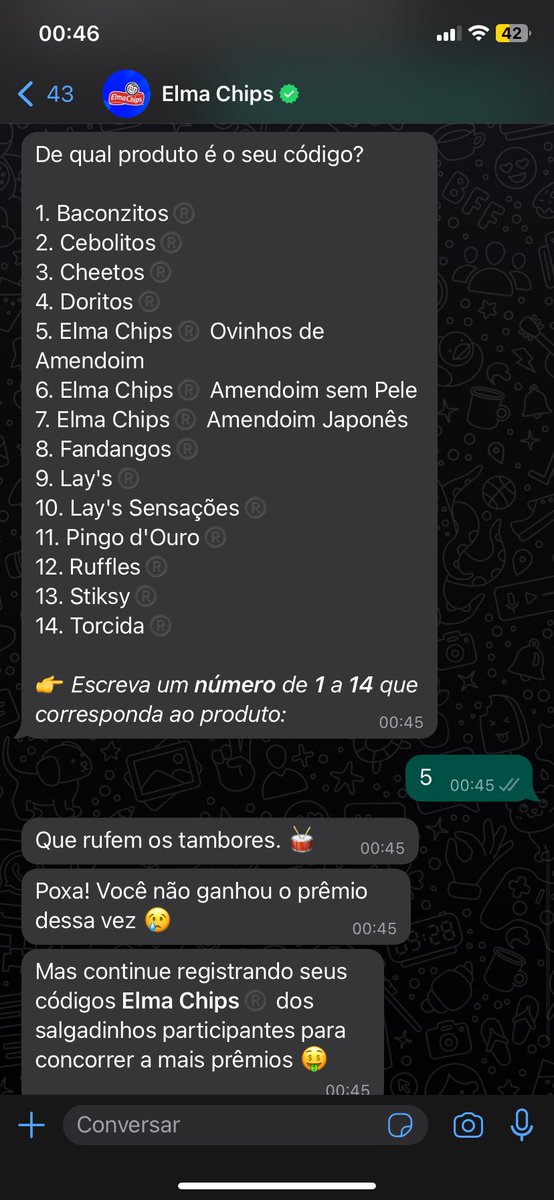bhencb's tweet photo. @Elmachips Já cadastrei uns 20 itens e não ganhei 1 salgadinho sequer poxa kkkkk Só me iludem! https://t.co/8kdJ7wwN0L