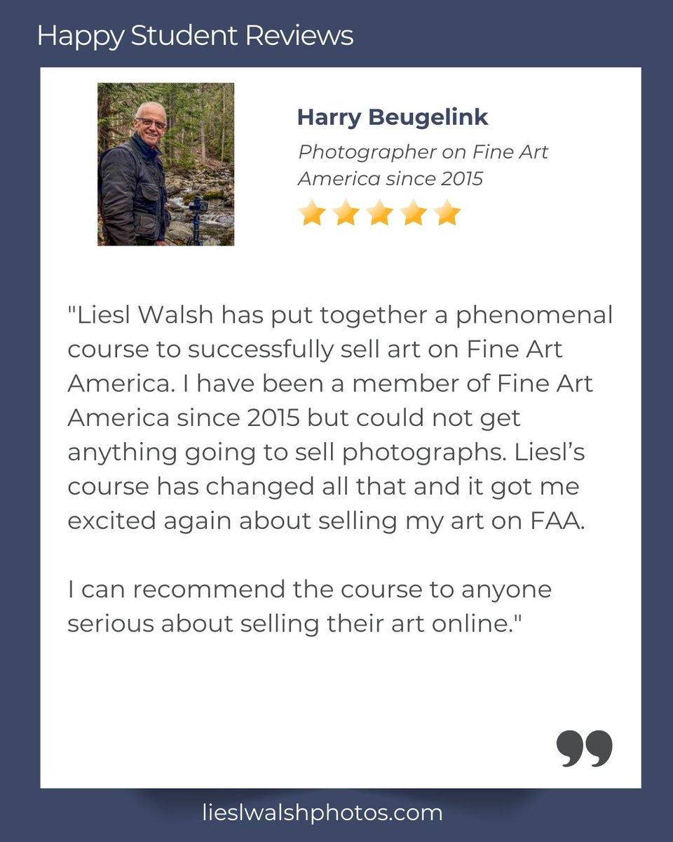 LieslWalsh's tweet photo. If you're an artist on #fineartamerica who wants to improve your website to #boostsales of your #art I can help! I can also help you get started if you are brand new to #faa. Join my course:
https://t.co/VaFknRE620
#fineartamericaartist #pixels #pixelsartist https://t.co/m9cOJQYdDL