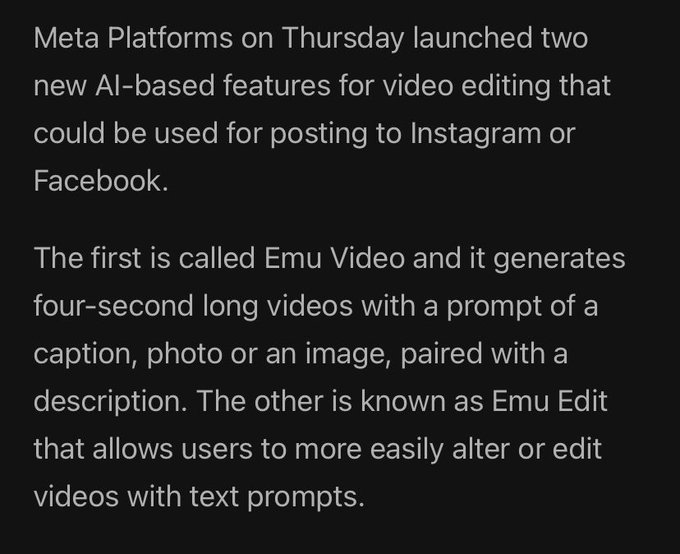 Meta launches AI-based video editing tools https://t.co/GSuczsOLzQ https://t.co/lxOWGDGx3u