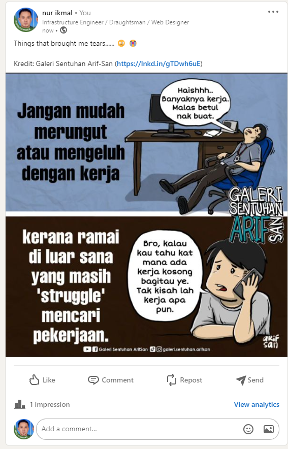 nurikmal_isa's tweet image. Kekadang sedih jgk kan?? 😪😢
#kerjakosong #penganggur