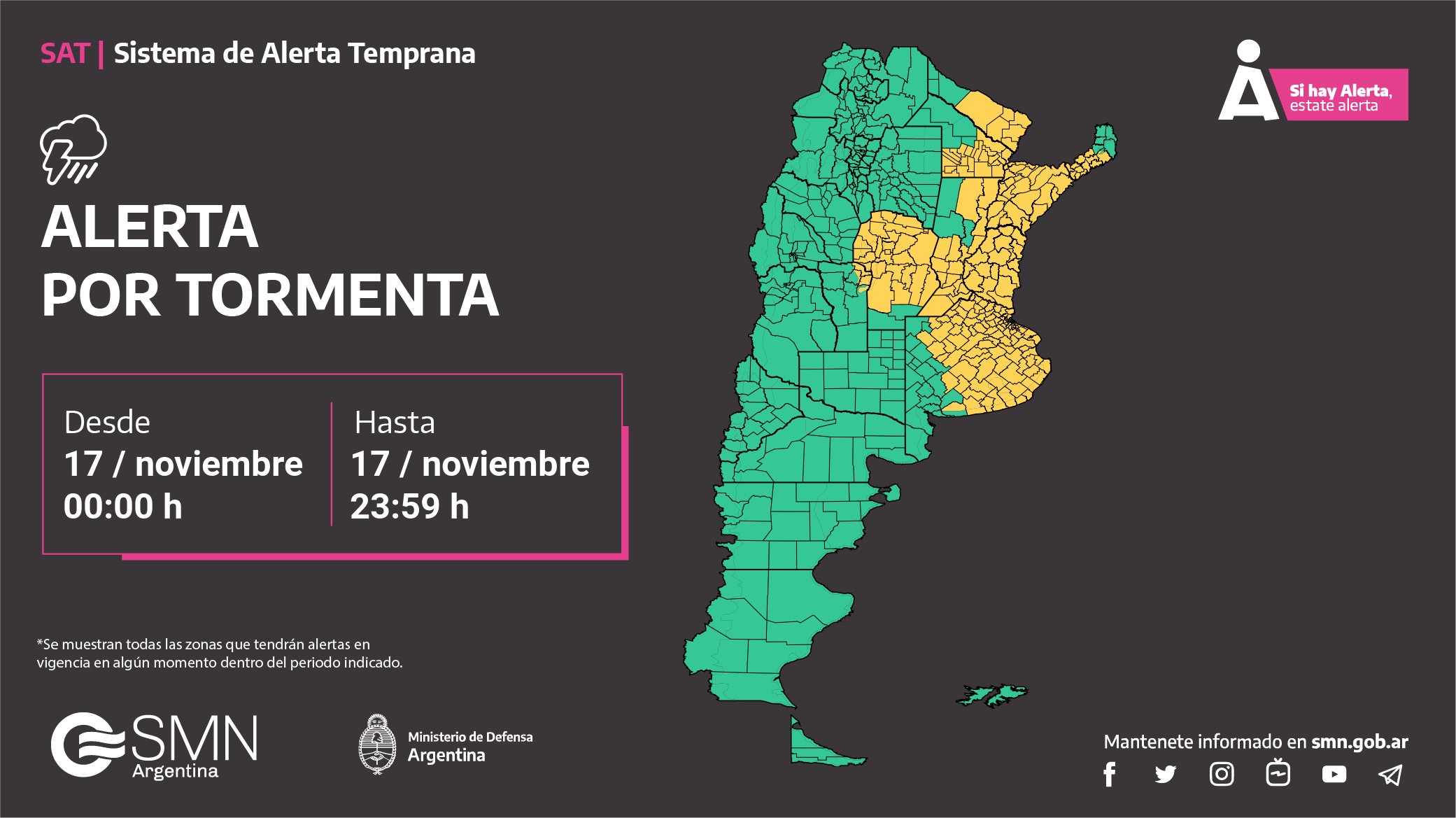 Alerta hoy por tormentas y granizo: Buenos Aires y otras ocho provincias afectadas