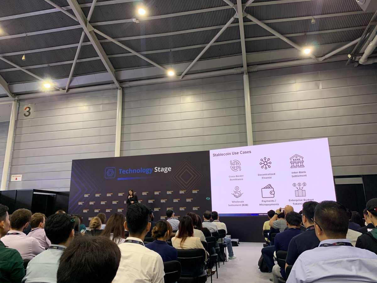 #SFF2023 | @HBAR_Foundation Head of #Fintech and Payments <a href="/tsakoog/">Sabrina</a> presents to a packed crowd at <a href="/sgfintechfest/">Singapore FinTech Festival</a> #Hedera’s #Stablecoin Studio - the all-in-one stablecoin issuance and management toolkit for #web3 platforms, issuers, enterprises, and payment providers alike.