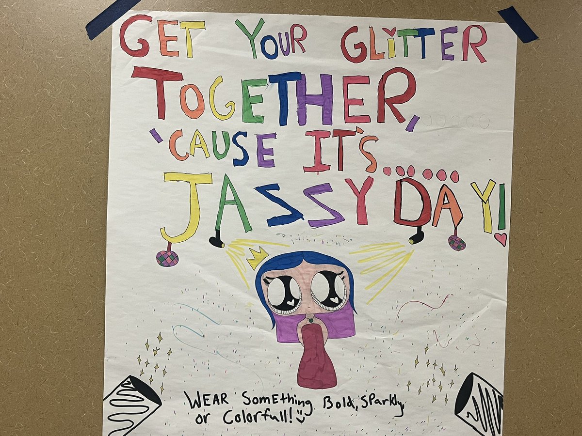 Friday is jazzy spirit day! Everyone is invited to wear bright colors, sparkles, be bold! 🐿️💚💜💙