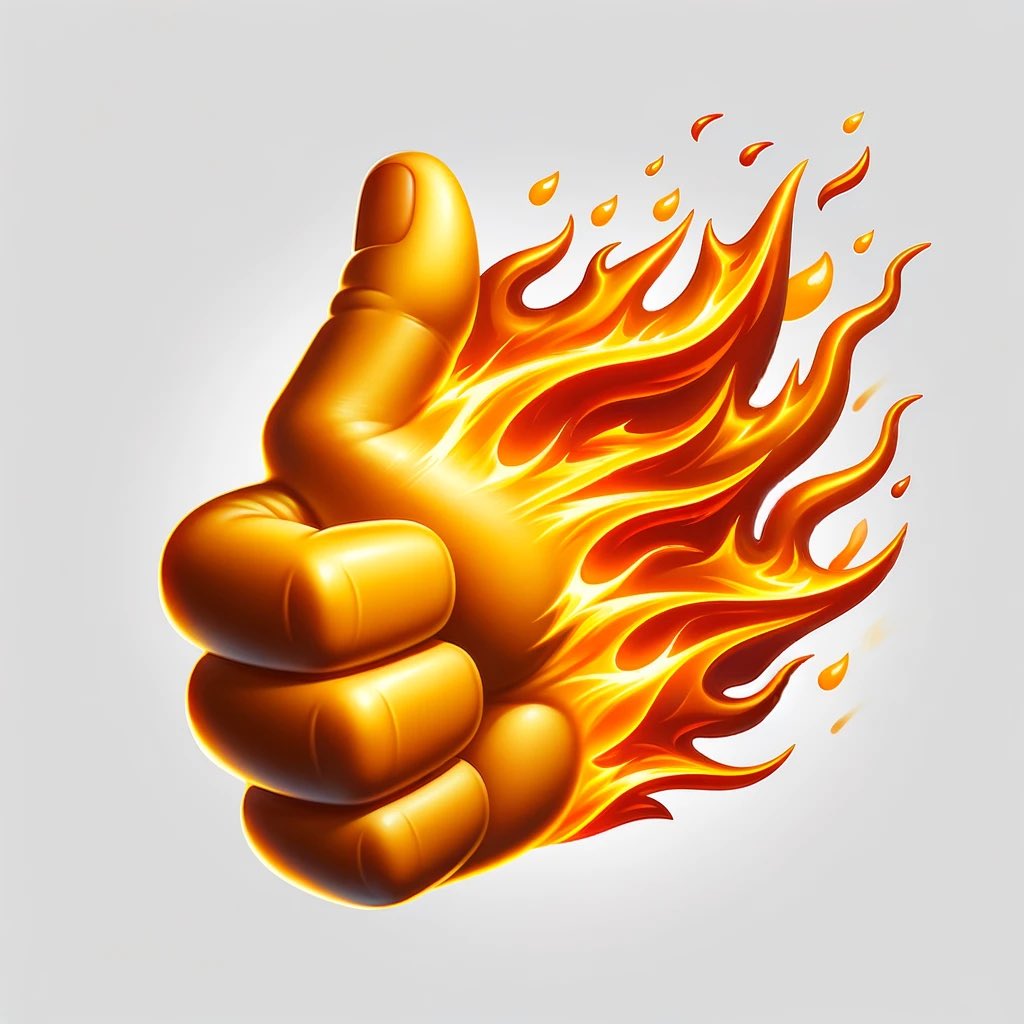 DERCArmy's tweet photo. Wanted the new โHot Modโ feature with OpenAI to upgrade the thumbs up ๐ emoji and ๐ฅ into one.
Whatโs ur thoughts? ๐
Help us name it please ๐ค
#NailedIt #RightClickSave https://t.co/CgZmKufJfH
