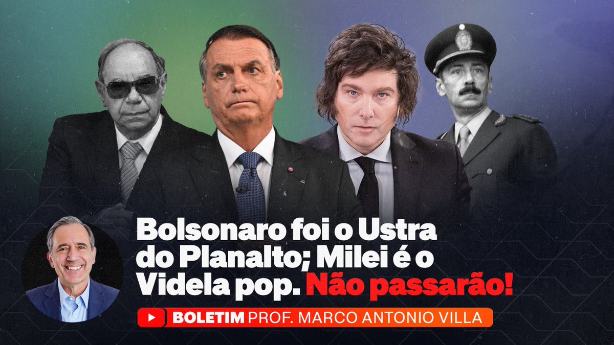 VillaMarcovilla's tweet photo. Bolsonaro foi o Ustra do Planalto; Milei é o Videla pop. Não passarão!
https://t.co/6v3W3RJe1K
#MarcoAntonioVilla #Massa #Argentina #Milei #Videla #Bolsonaro #Ustra #ditadura https://t.co/wol500A54A