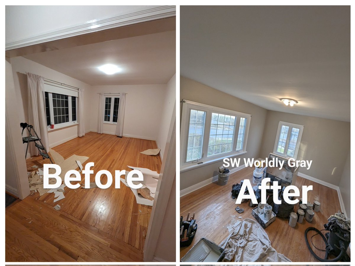 InOrOutPainting's tweet photo. 3 layers of wallpaper removed, whole house got some fresh coats of SW Opulence! #swcolorlove #interior #interiorpainting #greaternapanee https://t.co/YnqA4VfAr9