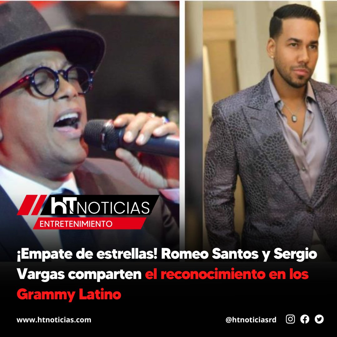 📺| #HTentretenimiento  | Romeo Santos y Sergio Vargas comparten el reconocimiento en los Grammy Latino.

Más información ▶️ acortar.link/Xf27Ne

#htnoticias #Actualidad #Entretenimiento #GrammyLatino #nacionales #RD #RomeoSantos #SergioVargas