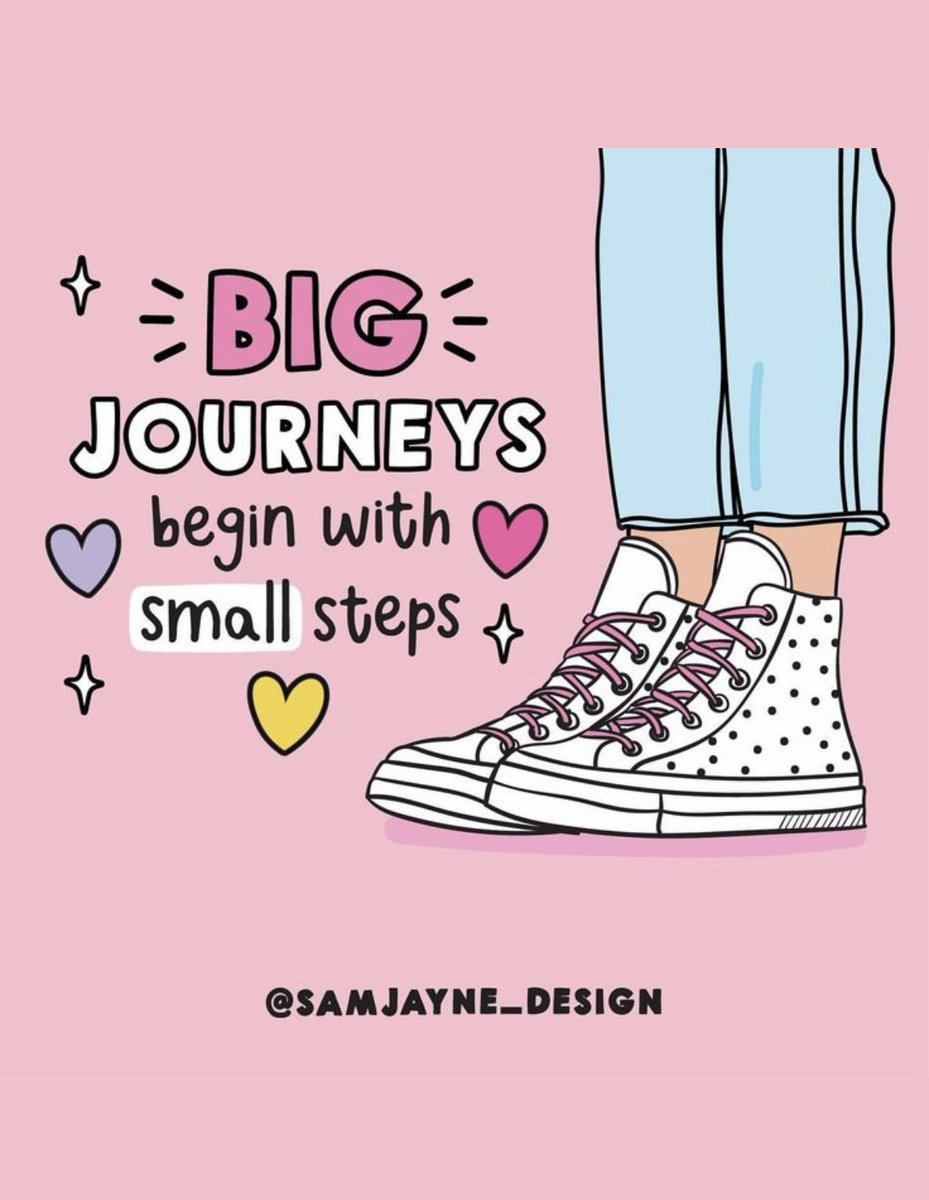 Taking the first step on any journey can be difficult or scary. Small steps can go a long way. Encourage yourself and those around you to start with one small step. 

#mentalhealth #supportoneanother #smallsteps