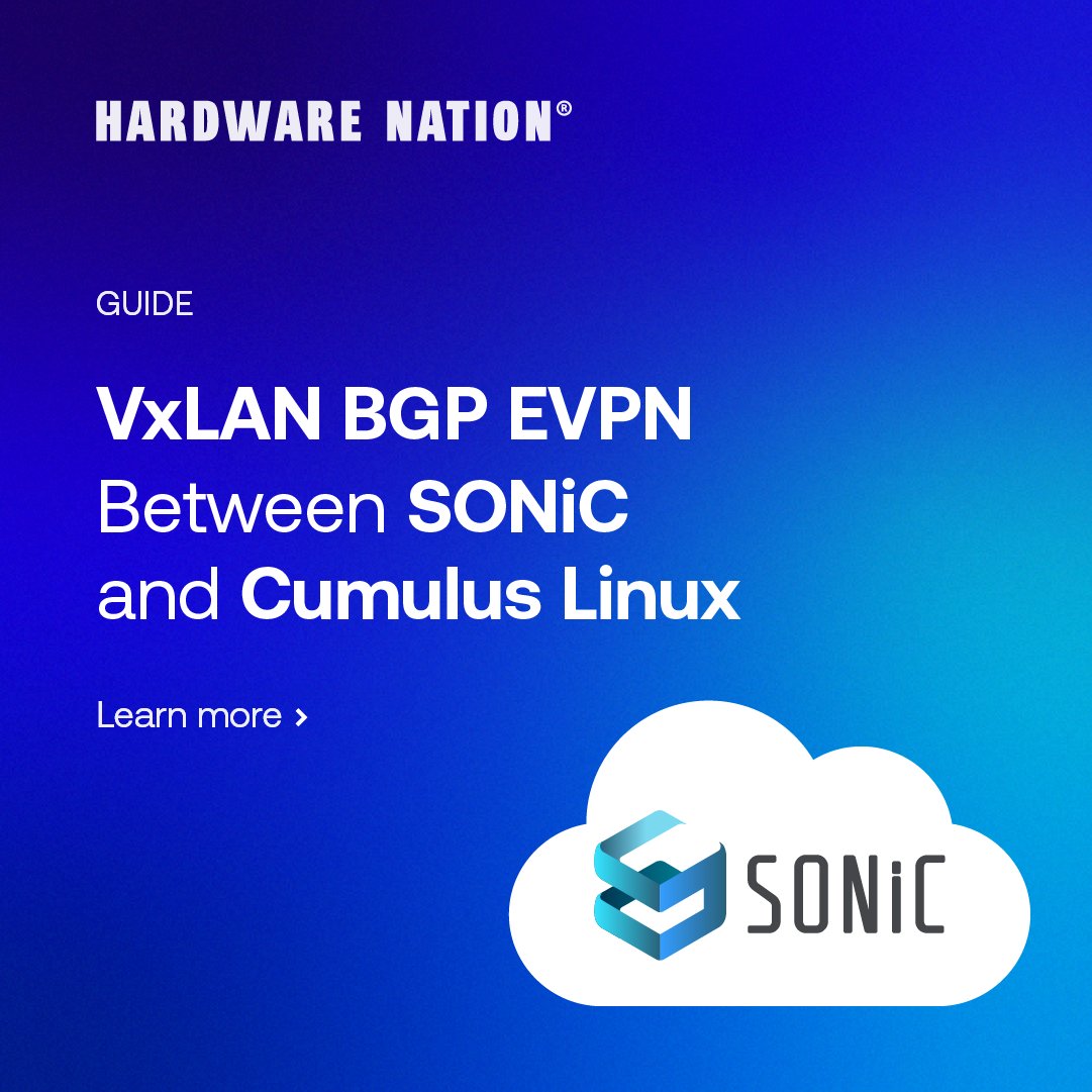 HardwareNation's tweet image. In response to growing interest, we have created a comprehensive guide for enabling seamless VxLAN BGP EVPN connectivity between Cumulus Linux and SONiC. 

Explore our step-by-step guide here:  

bit.ly/3R0nZ1N

#SONiC #CumulusLinux #VxLAN #BGP #EVPN