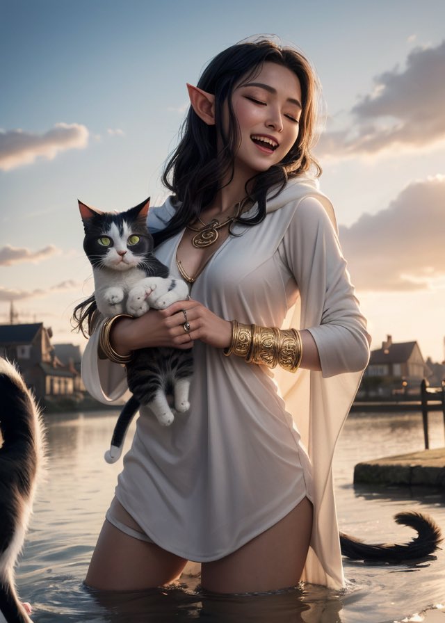 AIRealPhoto's tweet photo. Singing with cat
#AIart #AIgirl #cat #AIエルフ部 https://t.co/xHOmhpg1d1
