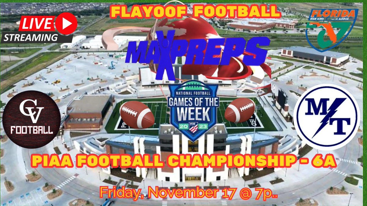 PIAAsport1's tweet photo. LET'S GOOOO!!!!! 2023 PIAA Football Championship - 6A" 
📢 PLAYOFF 
🏈 Cumberland Valley vs Manheim Township
🎥 live stream https://t.co/2NVRq9mSlk
📅 Friday, November 17 
⏰ @ 7p.
❤️❤️ Like,follow and share !!
@CVHS_Football @CVSDeagles @CVSDnews @MTStreaksFB @MTSD_ATHLETICS https://t.co/Oo3bxIWjWu