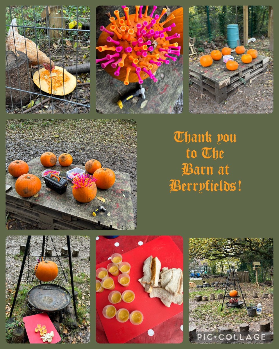 A big thank you to <a href="/BarnBerryfields/">The Barn At Berryfields</a>  for making this week pumpkin fun at forest school 🌳 🎃 🐓 🌳