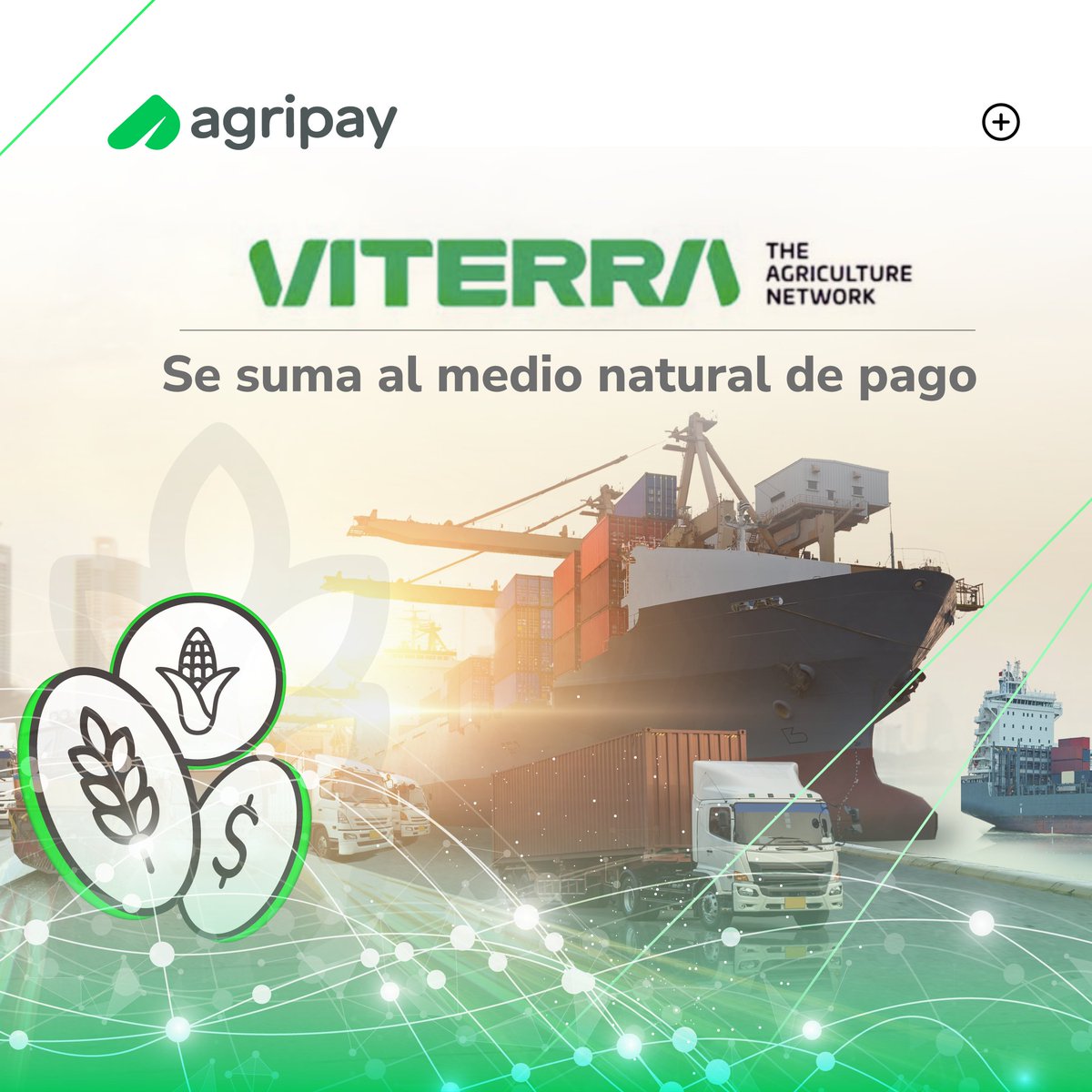 agripay_ar's tweet photo. 👏🌾 Damos la bienvenida a Viterra. Realiza los mejores negocios de venta de tus granos y compra insumos, productos, paga servicios ó acceder a financiamiento a través de Agripay nunca fue tán facil.  Tus granos, tu plata. Consulta a tu comercial Viterra ó hola@agripay.ar https://t.co/tZF2kNSc30