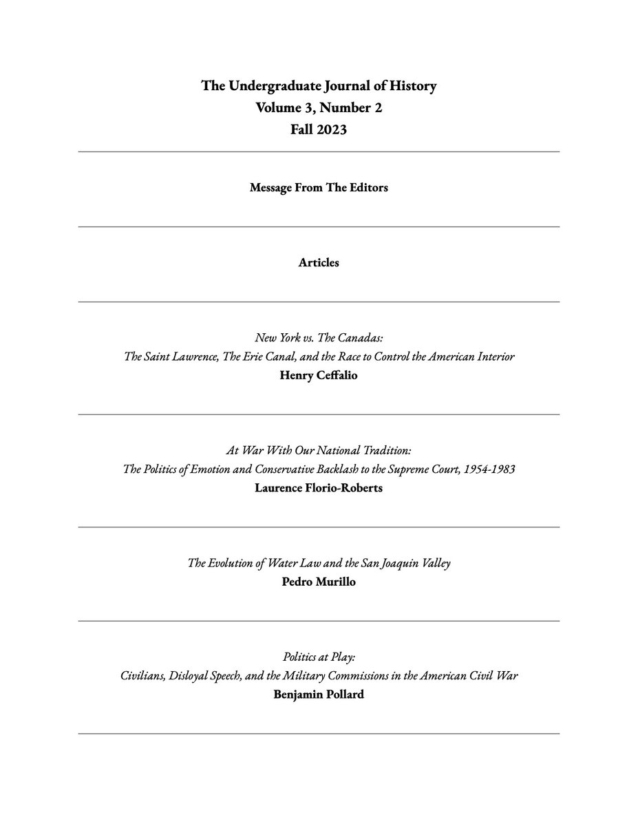 The Undergraduate Journal of History tweet media