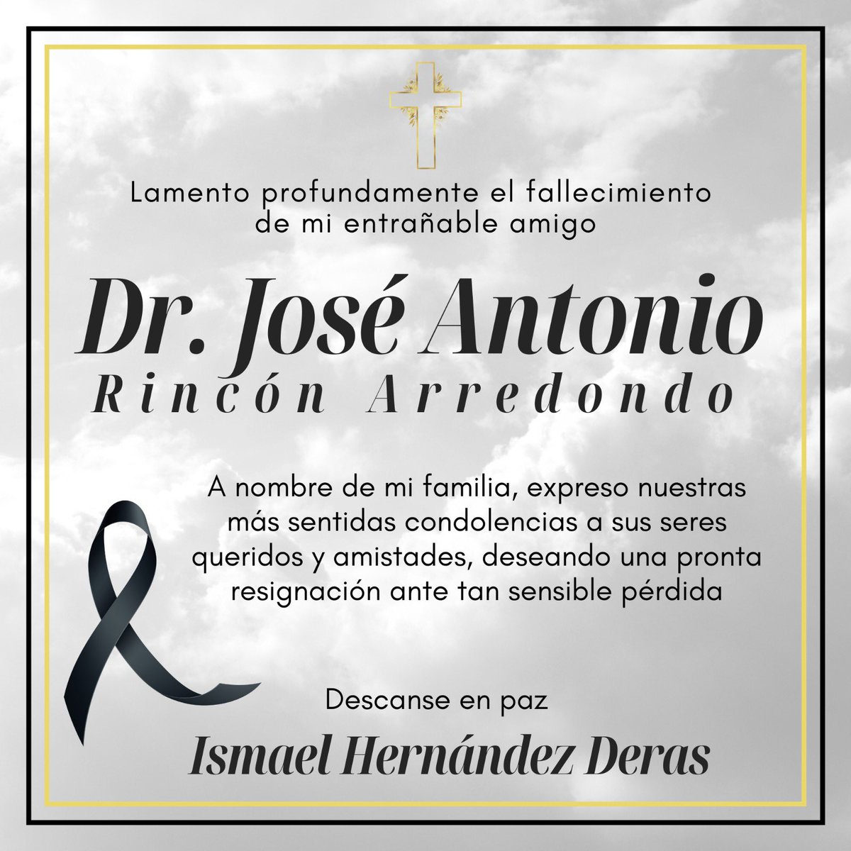 Expreso mi solidaridad a familiares y amigos por tan sensible pérdida.