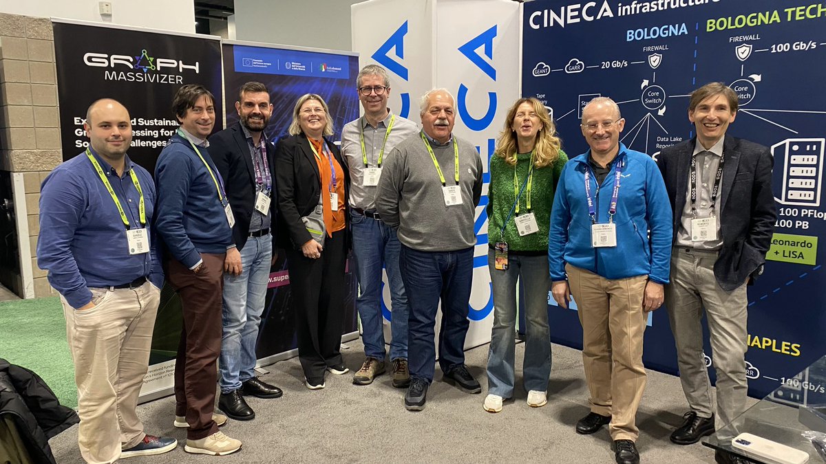 Cineca1969's tweet photo. Last day of the @Supercomputing Conference #SC23, last chance to meet Cineca’s🧮 gorgeous staff. Don’t miss the chance to discuss with us about  #HPC &amp; #AI, and #QuantumComputin, and see you next year in Atlanta! #SC2024 https://t.co/TN6xsVdrAZ