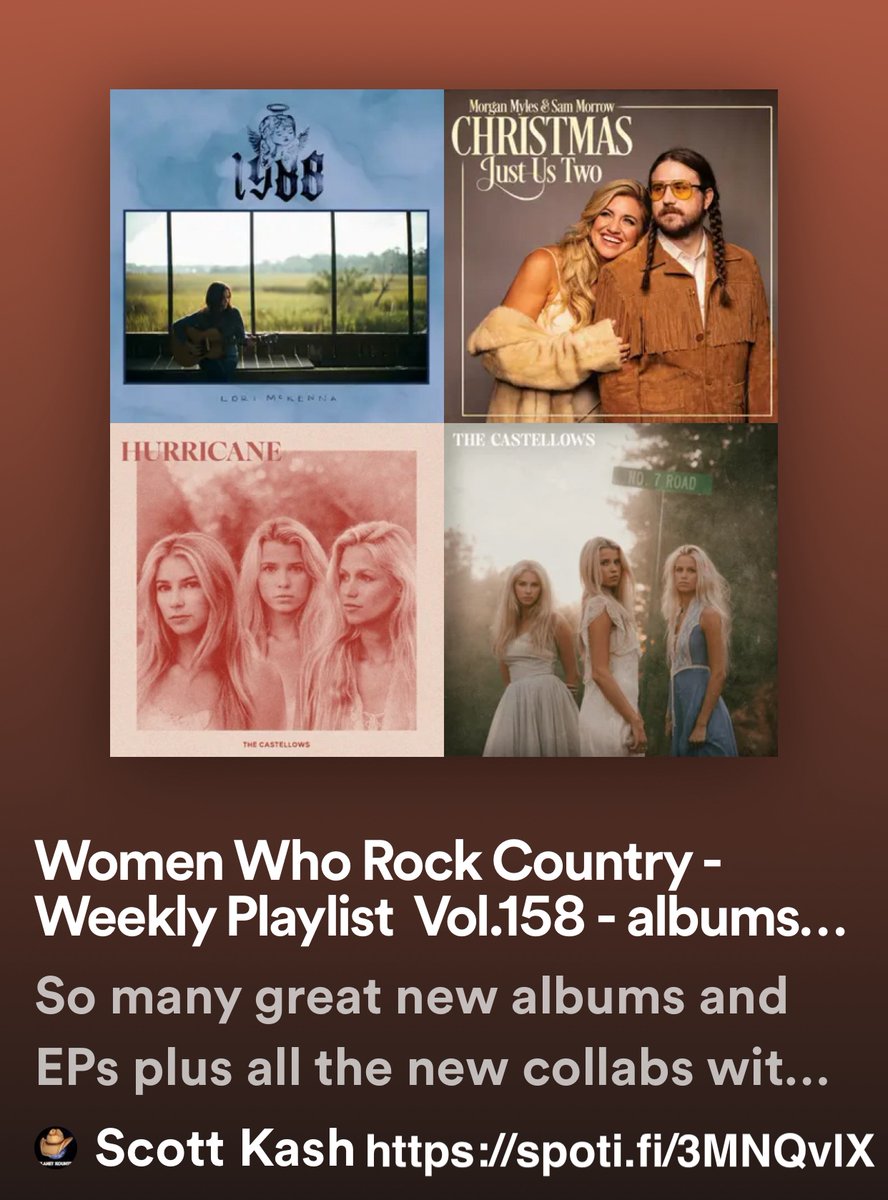 NEW #WomenWhoRockCountry playlist with new collabs/duos/groups by
<a href="/MorganMylesLIVE/">Morgan Myles</a>/<a href="/sammorrowmusic/">Sam Morrow</a>
<a href="/thecastellows/">The Castellows</a>
<a href="/imaginariesband/">The Imaginaries</a>
<a href="/claytonhackle/">Clayton Hackle</a>/<a href="/JanelleOArthur/">Janelle Arthur</a>
<a href="/nicolettenobody/">Nicolette & The Nobodies</a>
+MORE

#Spotify
spoti.fi/3MNQvlX

#NewMusic2023 #Country <a href="/Know_Know44/">KNOW-KNOW44 KNOWER OF KNOWLEDGE</a> @rt_tsb <a href="/MusicCityMemo/">MusicCityMemo</a>