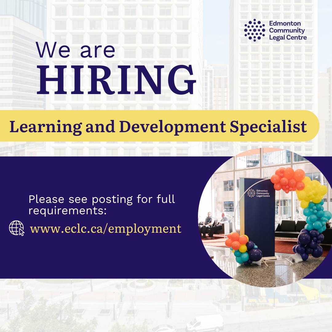 🎉 Exciting opportunity! 🌟 The ECLC is looking for a Learning and Development Specialist to join our team on a full-time permanent basis! Please review our posting for requirements: eclc.ca/employment #YEGNonprofit #YEGcommunity #AlbertaNonprofit #EdmCLC